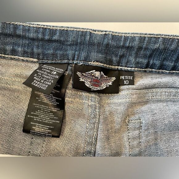 Vintage Harley Davidson Mid Rise Bootcut Jeans Rhinestones & Bling Womens Sz 10P - Picture 8 of 13